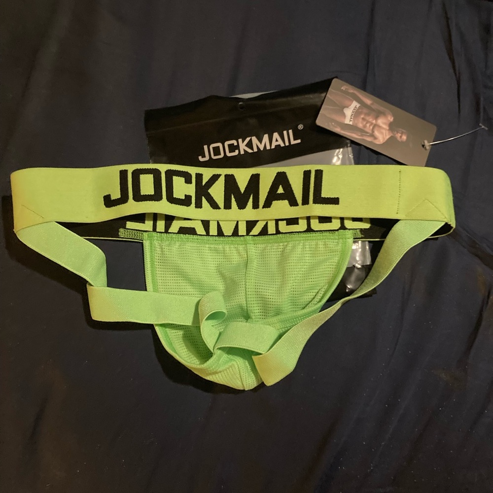 NWT Mens Jockmail Jockstrap Bright Green  Large But Runs Small Will Fit Medium